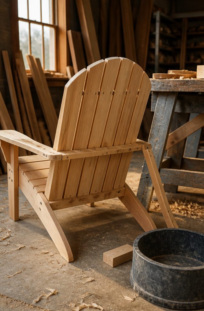 Chair back slats arranged in an arch with a wood spacer
