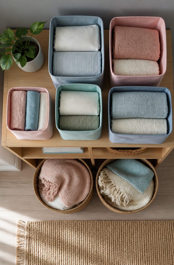10 Bedroom Storage Ideas to Maximize Every Inch (2026) 12 A variety of storage bins and baskets in a closet.