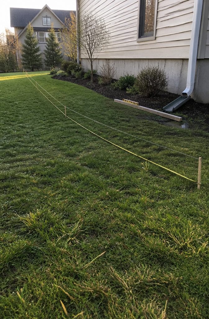 How to Do DIY Lawn Leveling in 7 Steps, From Measuring to Sod 1 Tape measure and taut thread stretched across uneven backyard grass