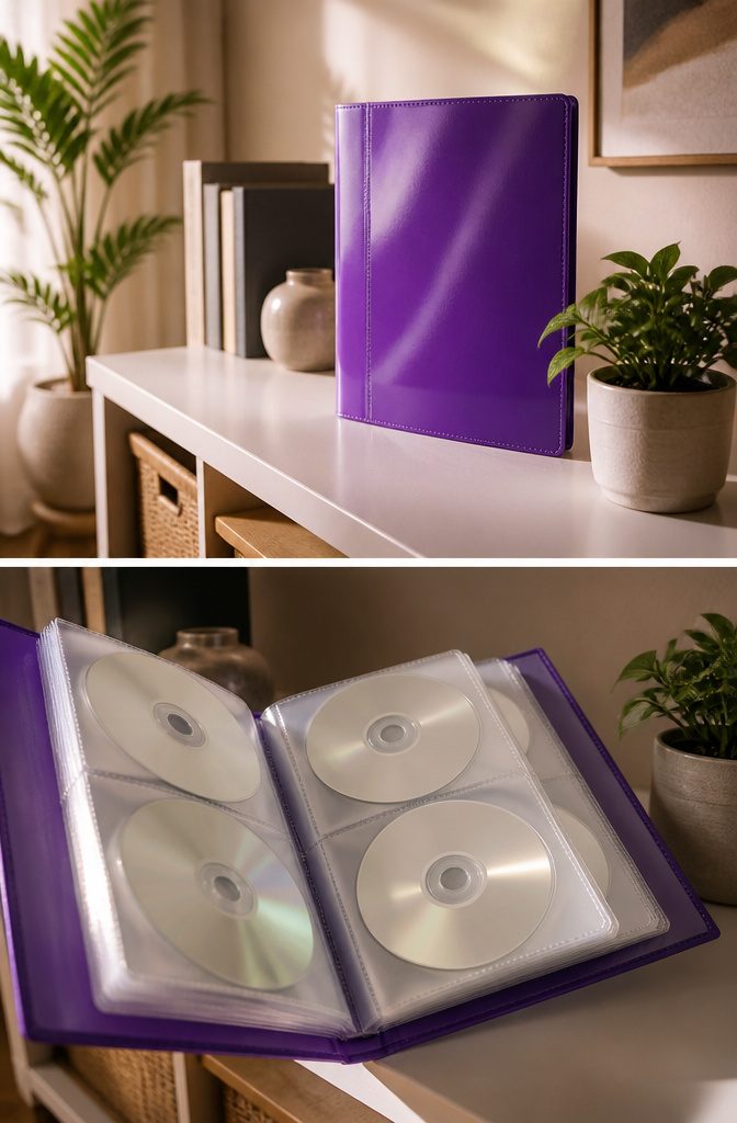 10 DVD Storage Ideas for Organizing Movies in 2026 2 A single Atlantic Media binder with DVD storage sleeves on a table.