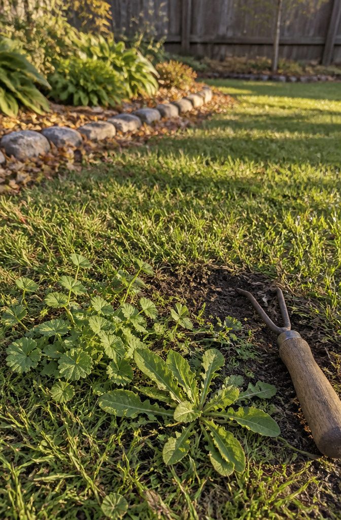 Fall Yard Maintenance: A Practical Guide to Lawn and Garden 7 Creeping Charlie clover and plantain leaves among lawn grass