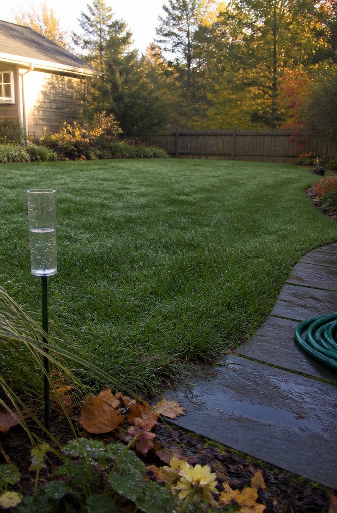 Fall Yard Maintenance: A Practical Guide to Lawn and Garden 6 Watered lawn beside a garden bed with fallen leaves