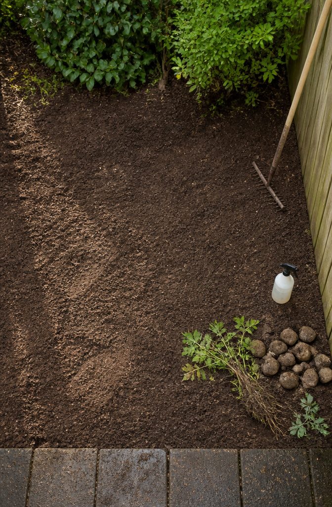 9 Steps to Follow for Grass Growing Tips That Work 4 Prepared lawn bed with exposed soil cleared of weeds, rocks, and debris
